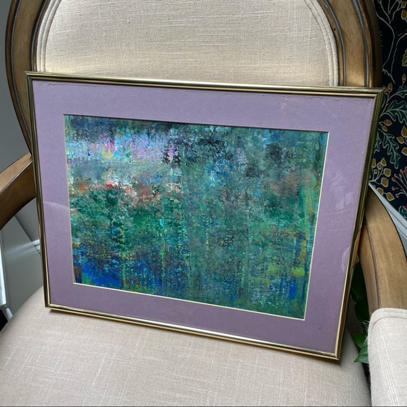 Framed hand painted large Abstract art in purple matting & Gold Frame - Picture 8 of 14